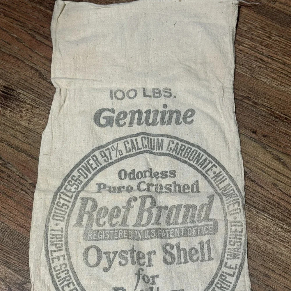 Vintage Reef Brand Oyster Shell Burlap Sack